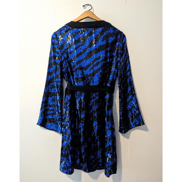 RIXO London Maria Tiger Sequin Chiffon Wrap Dress Size M - Picture 4 of 10